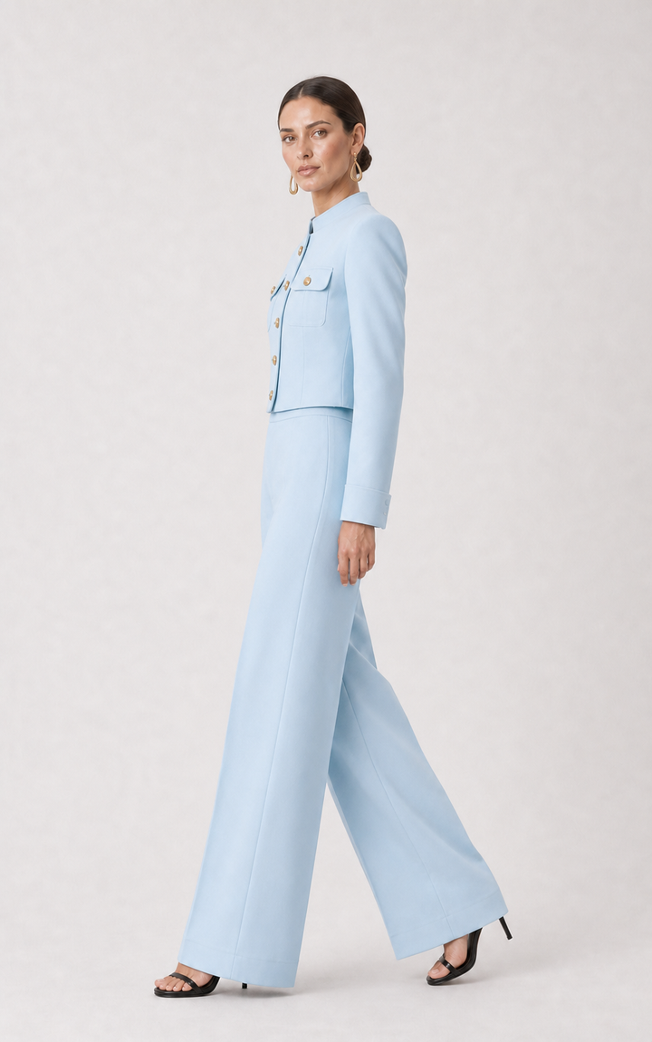 Maris Collarless Cropped Wide-Leg Suit Set – side view
