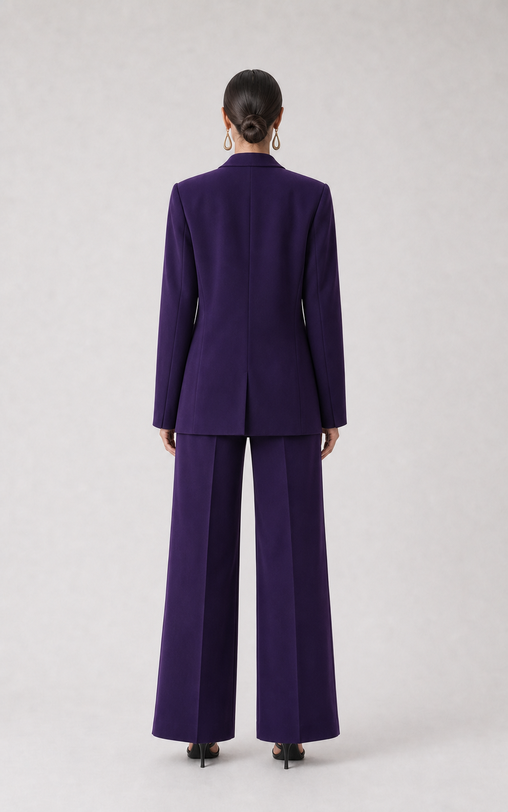 Vivienne Deep-Plum Wide-Leg Suit Set – back view