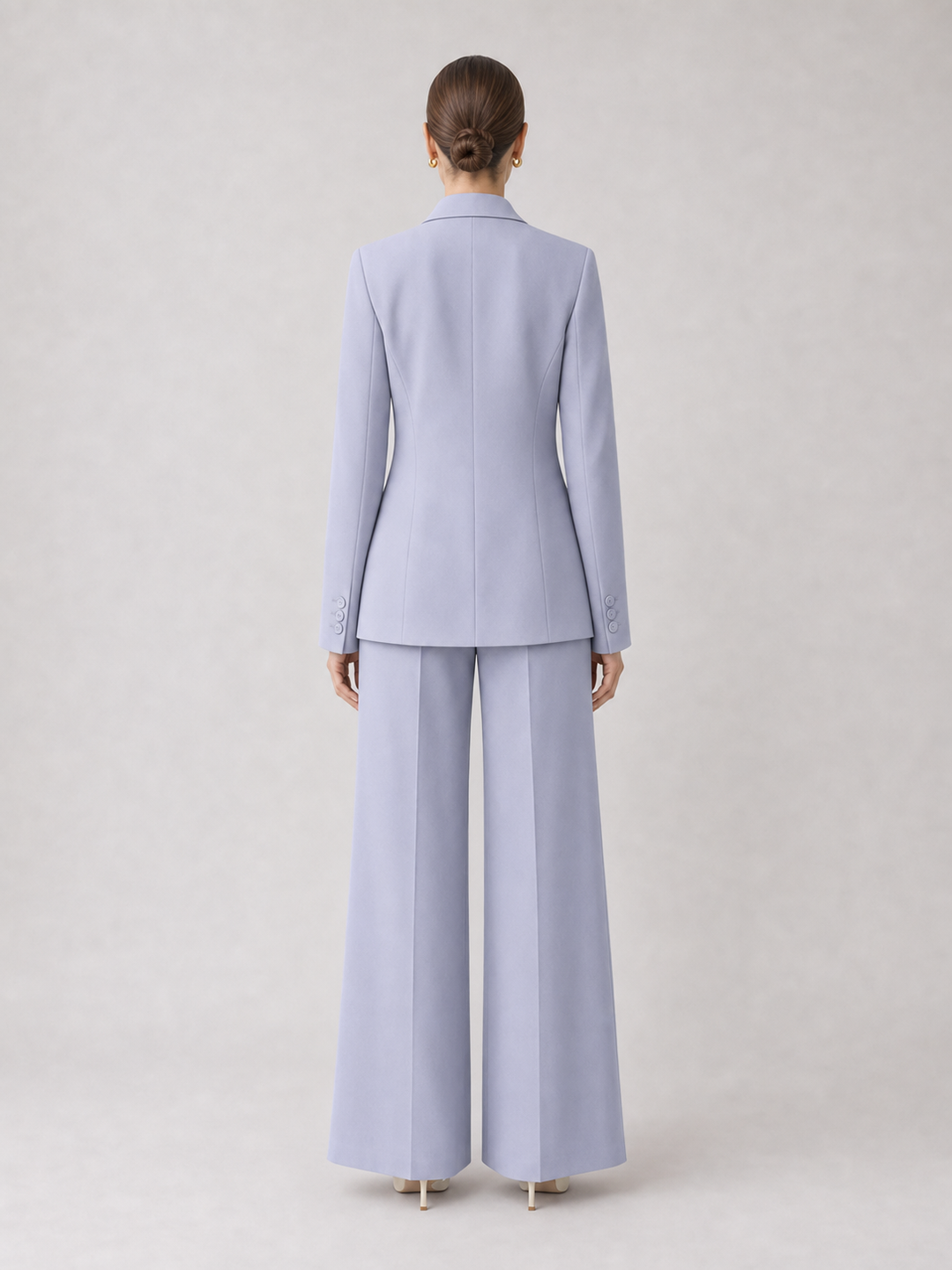 Serena Periwinkle Wide-Leg Suit Set – back view