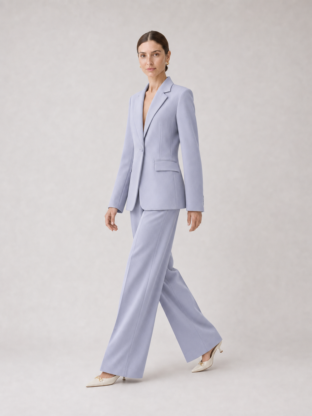 Serena Periwinkle Wide-Leg Suit Set – side view
