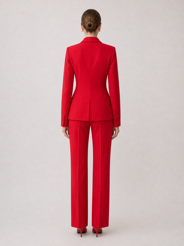 Bianca Scarlet Tailored Trouser Suit Set – back view