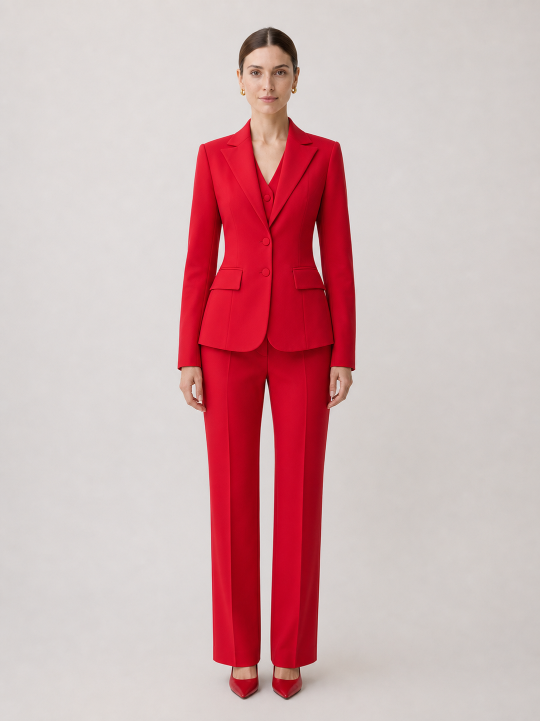 Bianca Scarlet Tailored Trouser Suit Set – front view