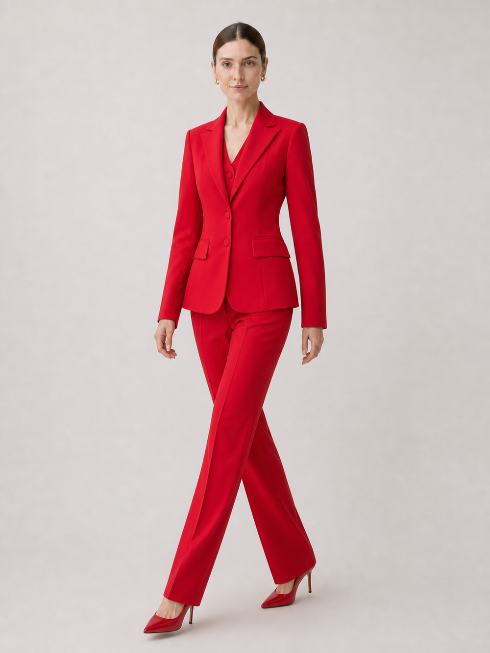 Bianca Scarlet Tailored Trouser Suit Set – side view