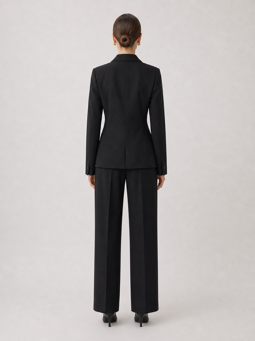 Camille Classic Black Tailored Suit Set – back view