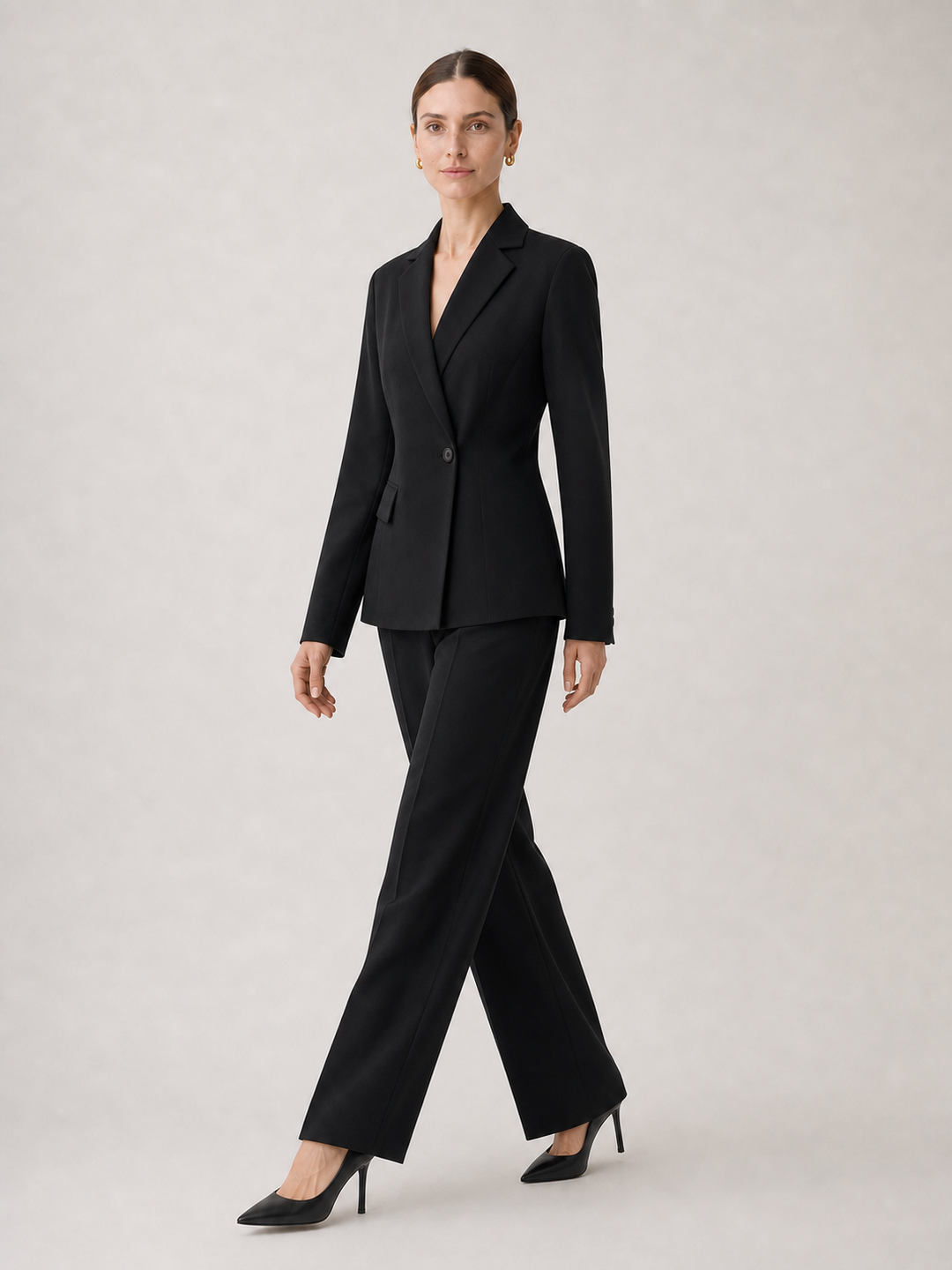 Camille Classic Black Tailored Suit Set – side view
