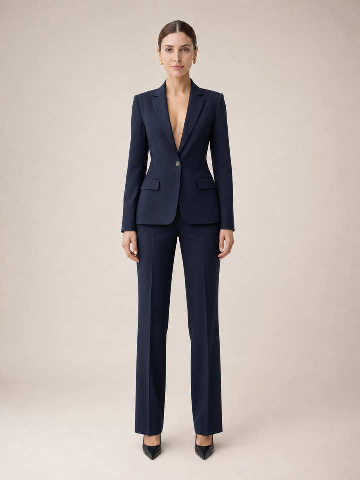 Diana Midnight-Navy Double-Breasted Suit Set – front view