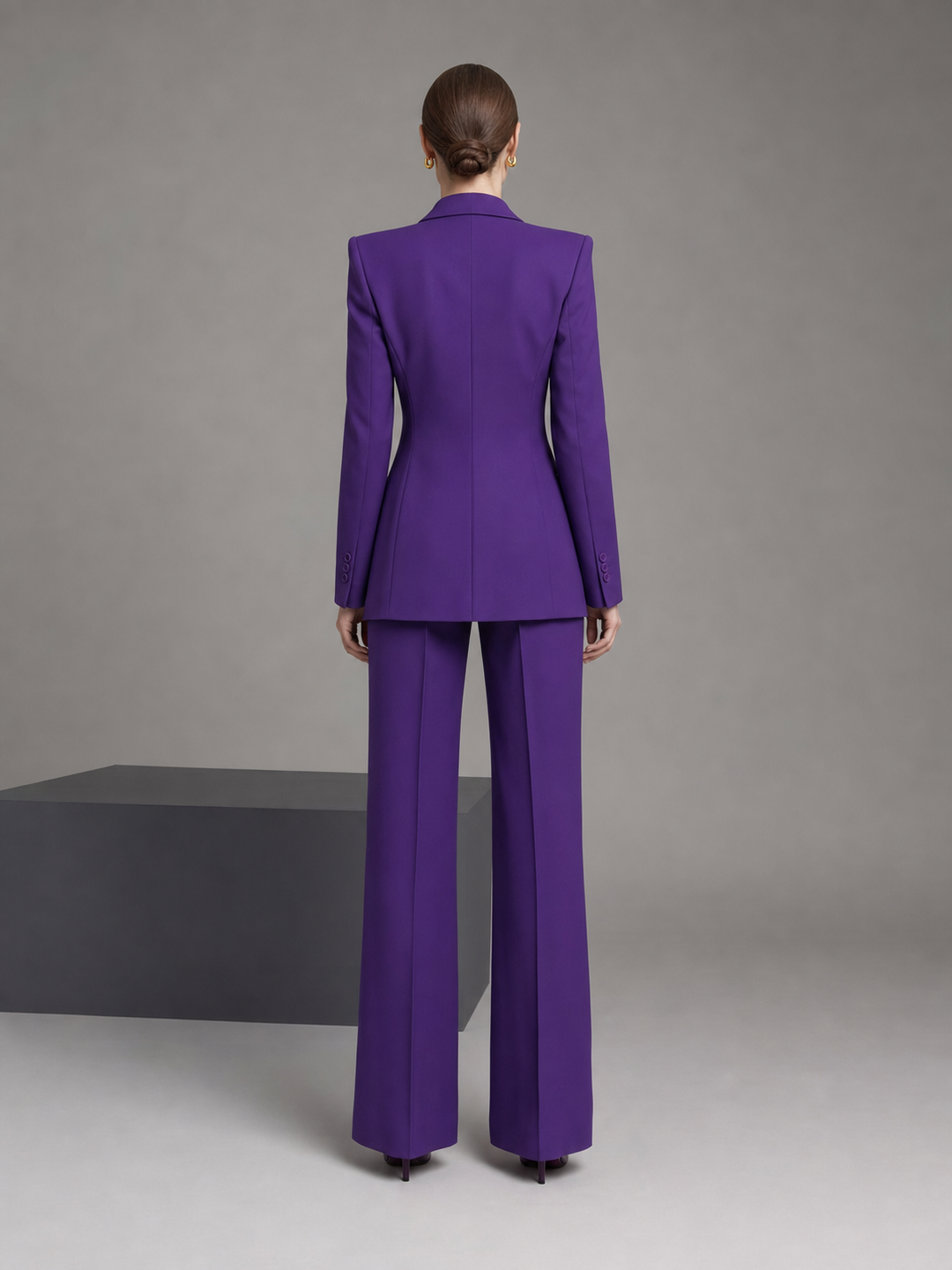 Amara Royal-Purple Wide-Leg Suit Set – back view
