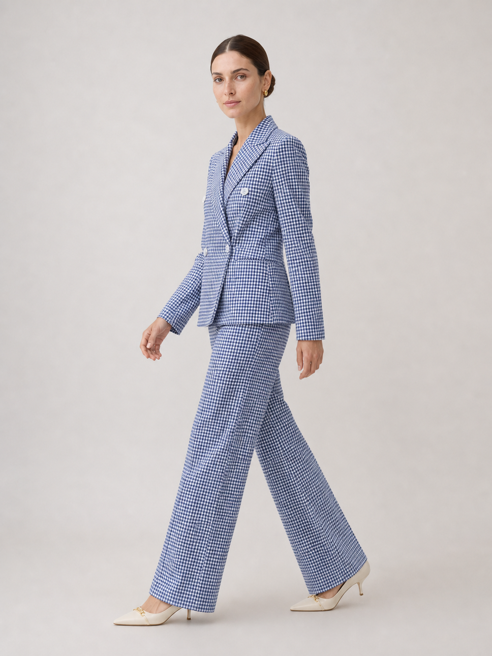 Adeline Periwinkle Double-Breasted Wide-Leg Suit Set – side view