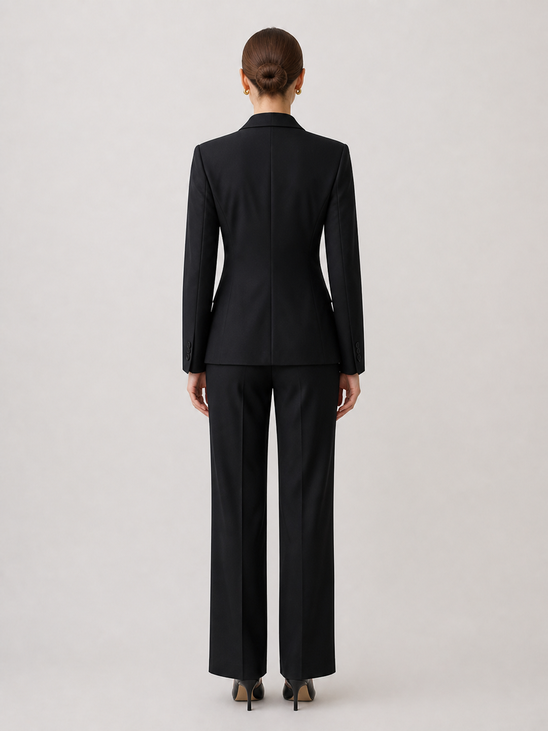 Margot Classic Black Tailored Trouser Suit Set – back view