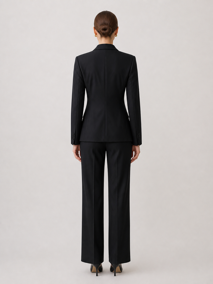Margot Classic Black Tailored Trouser Suit Set – back view