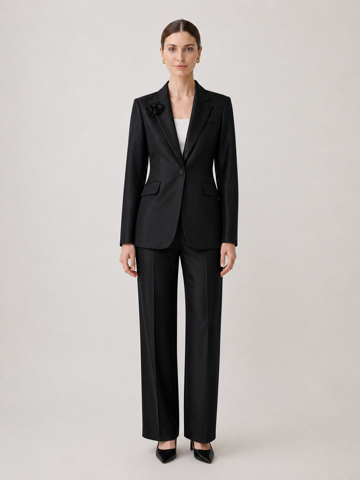 Margot Classic Black Tailored Trouser Suit Set – front view