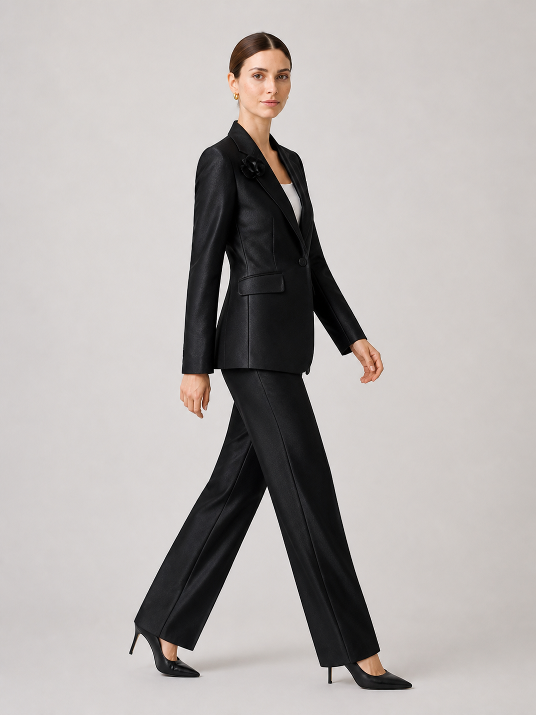 Margot Classic Black Tailored Trouser Suit Set – side view