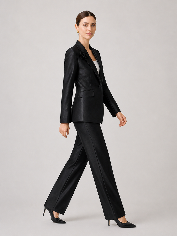 Margot Classic Black Tailored Trouser Suit Set – side view