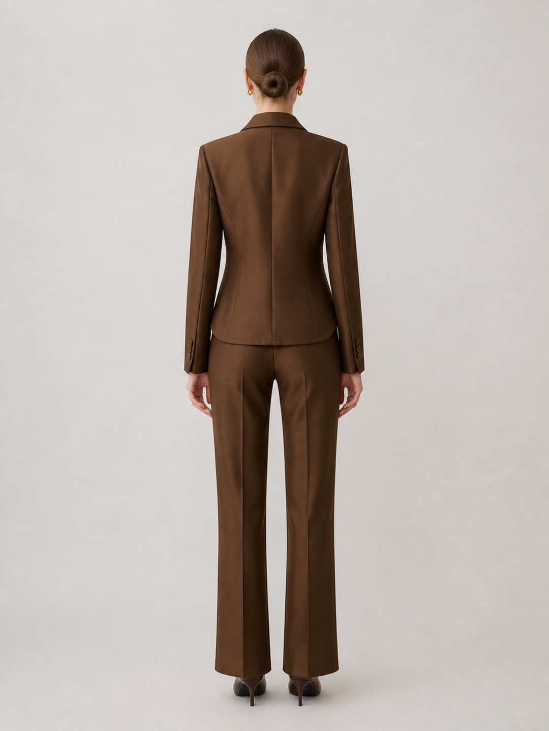 Colette Chocolate Double-Breasted Suit Set – back view