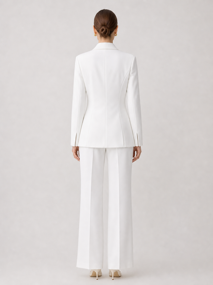 Anais Pure-White Tailored Trouser Suit Set – back view