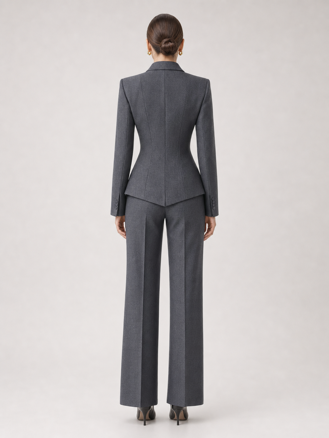 Simone Charcoal Tailored Trouser Suit Set – back view