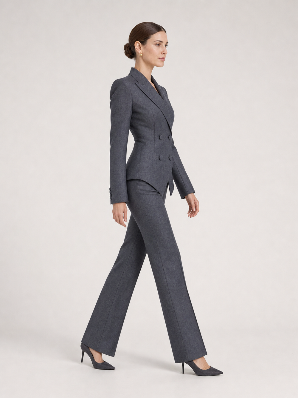 Simone Charcoal Tailored Trouser Suit Set – side view