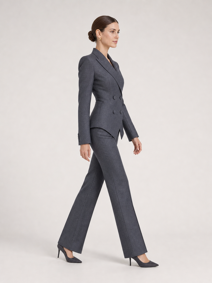 Simone Charcoal Tailored Trouser Suit Set – side view