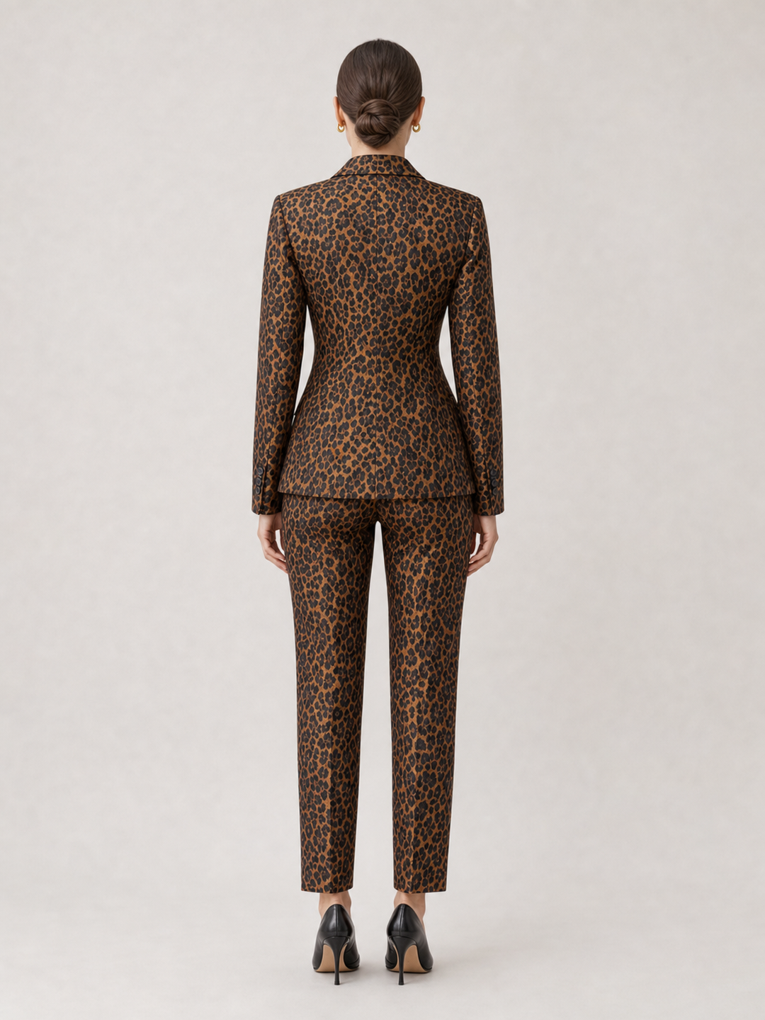 Camilla Brown-Check Tailored Suit Set – back view
