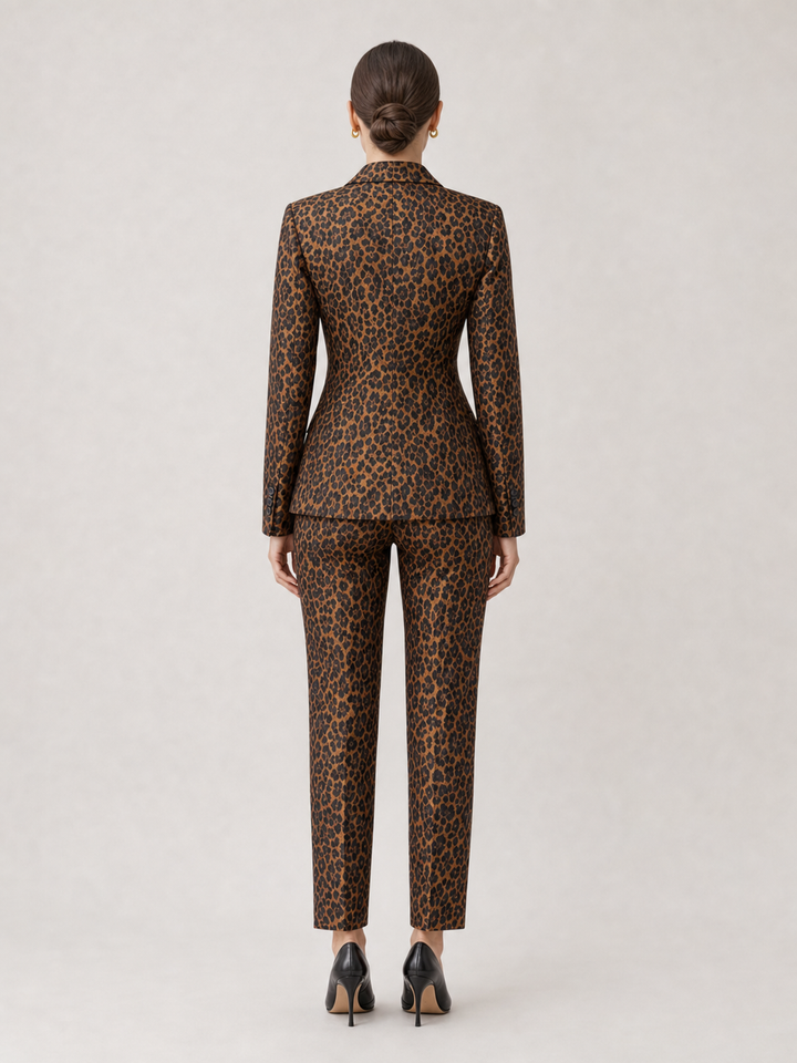 Camilla Brown-Check Tailored Suit Set – back view
