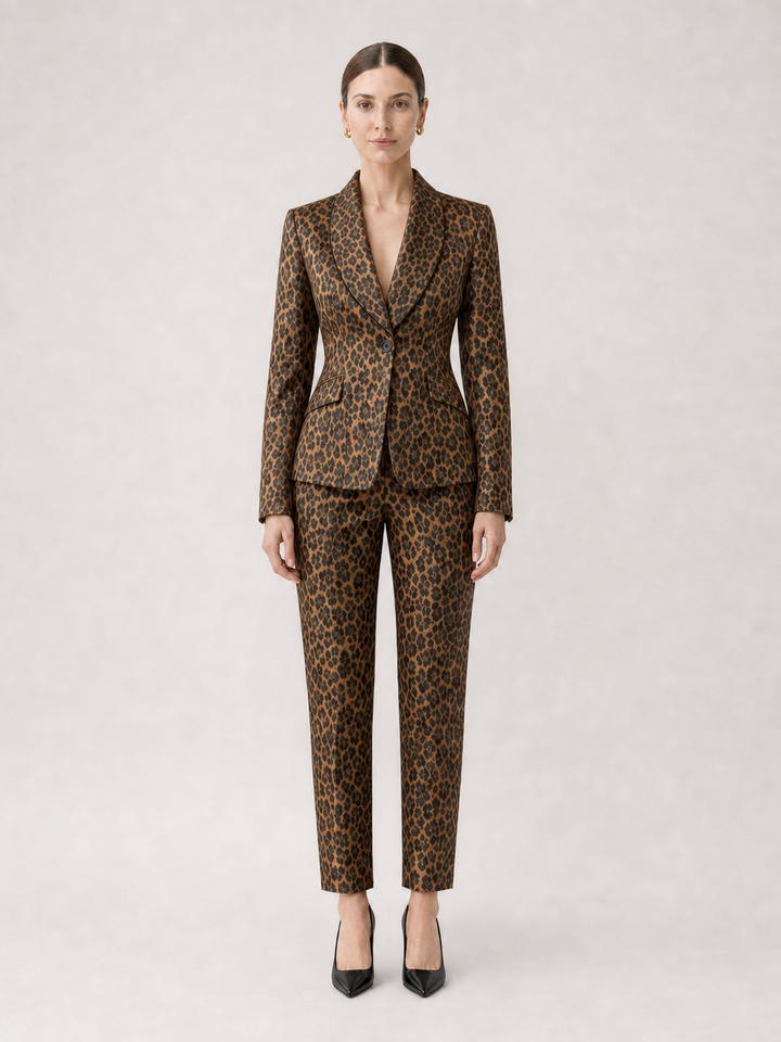 Camilla Brown-Check Tailored Suit Set – front view