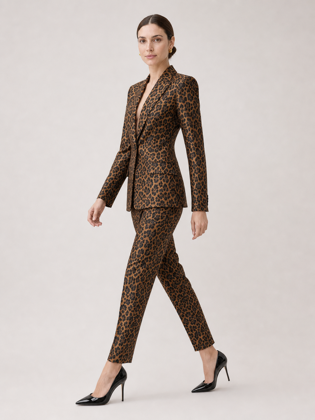 Camilla Brown-Check Tailored Suit Set – side view
