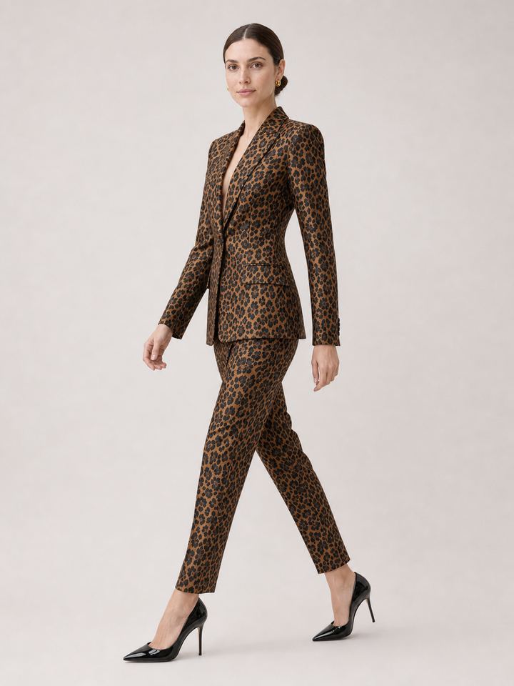 Camilla Brown-Check Tailored Suit Set – side view