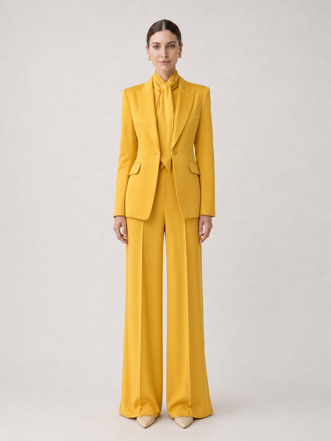 Solene Marigold Wide-Leg Suit Set – front view