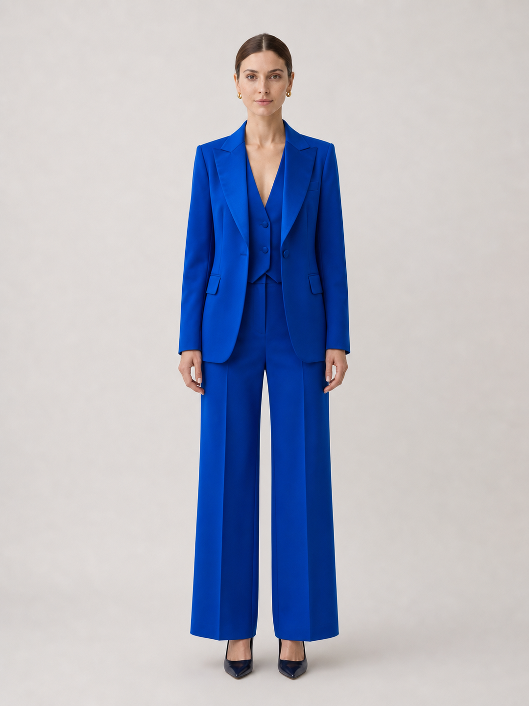 Genevieve Royal-Blue Three-Piece Suit Set – front view